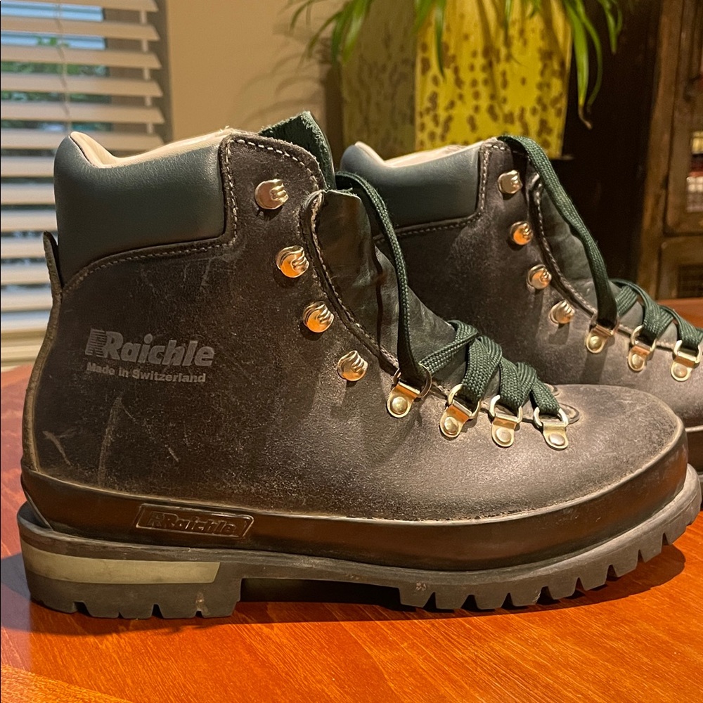 Raichle Men's Dark Green Leather Hiking Boots